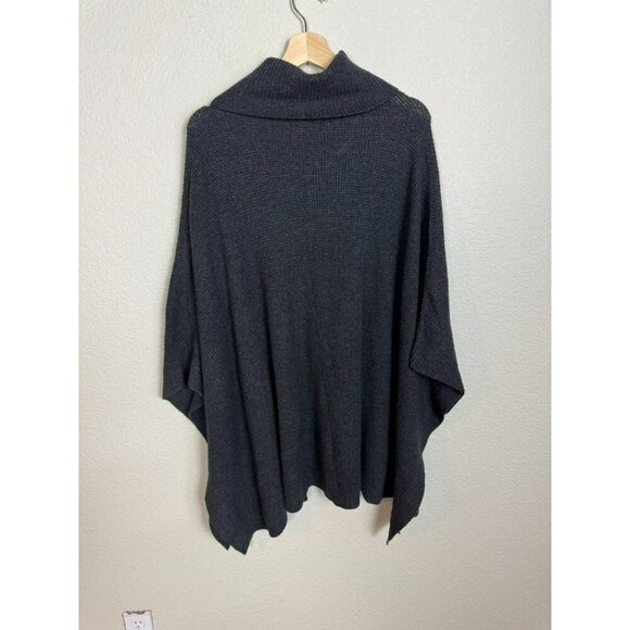Halogen Women's Poncho Cashmere Wool One Size Gray Turtleneck Old Money - Picture 5 of 9